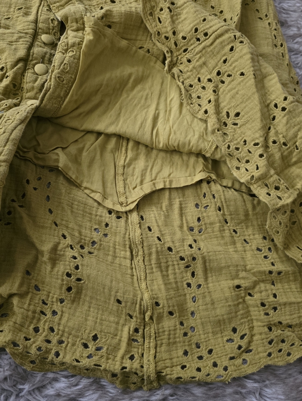 Free People Getaway Sleeveless‎ Maxi Dress Green Eyelet Open Back Button Front - Picture 9 of 13